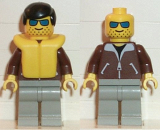 LEGO jbr012 Jacket Brown - Light Gray Legs, Black Male Hair, Life Jacket